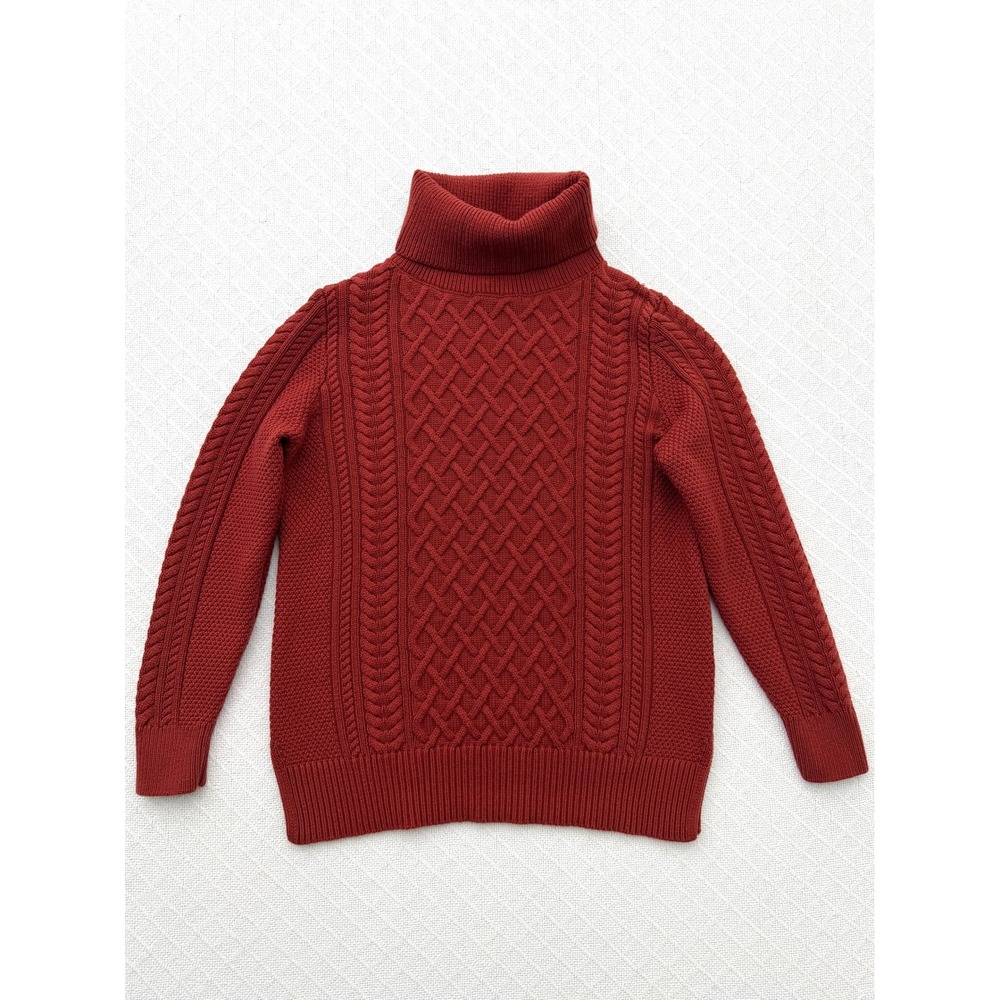 Banana Republic Cable Turtleneck Sweater Autumn Rust Cotton Blend Chunky Knit
